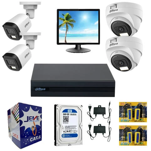 Dahua Full Color 4 CCTV Package with Monitor Price in Bangladesh