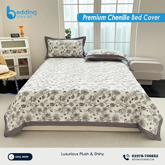 Premium Chenille Bed Cover - Luxurious Plush & Shiny